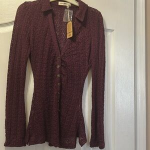 Natural Life Carina Lace Top eggplant never worn